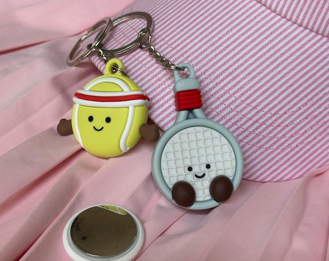 Tennis Ball & Racket AirTag Keychain Holder