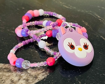 Handmade Beaded Necklace with Silicone Bunny AirTag Holder