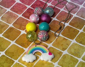 Sweet Rainbow Chunky Bead Necklace