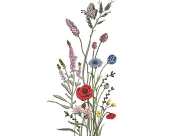Wild Meadow Flower Machine Embroidery Design, Instant Download Zip - 8 sizes
