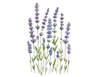 Lavender Flowers Machine Embroidery Floral Botanical Love Garden Pattern Instant Download Zip - ANY SIZE