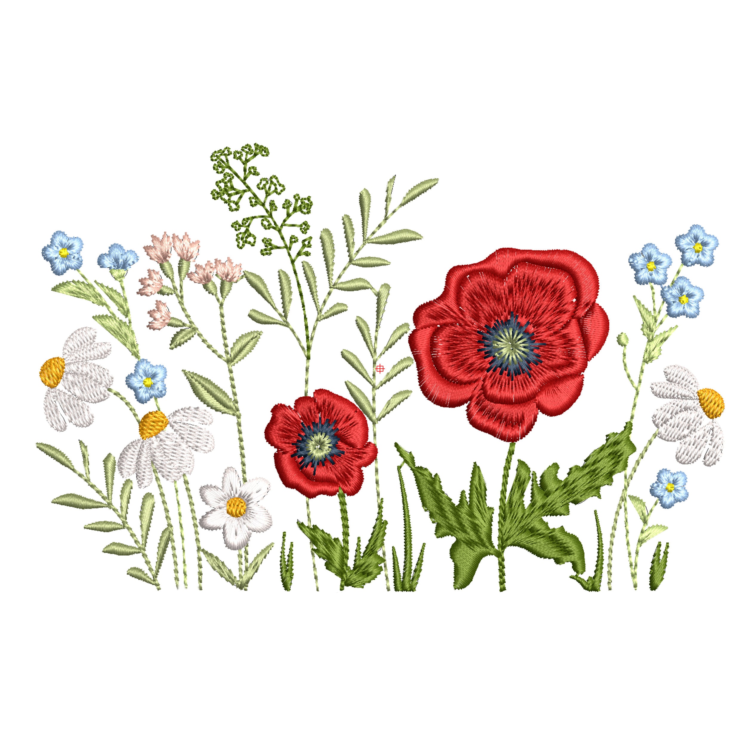 Garden Flowers Machine Embroidery Design, Floral Meadow Flower