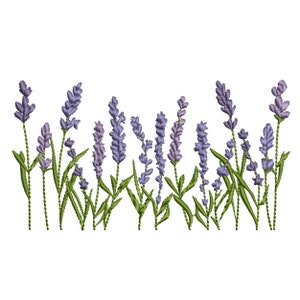 Lavender Flowers Border Machine Embroidery Design, 15 Flowers Floral Botanical Love Garden Pattern Instant Download Zip - 5 sizes