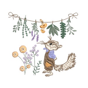 Secado de hierbas y setas máquina bordado diseño conjunto, flor de nacimiento floral botánico patrón de flores silvestres archivo de descarga instantánea -6 tamaños