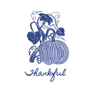 Blue Pumpkin Set for Machine Embroidery Farm Chic Farmhouse Pumpkins Thanksgiving Pattern Download Zip - 5 sizes