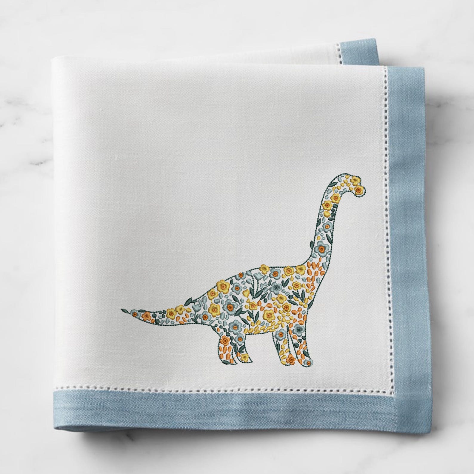 Flower Brontosaurus Dinosaur Machine Embroidery Design, Instant ...