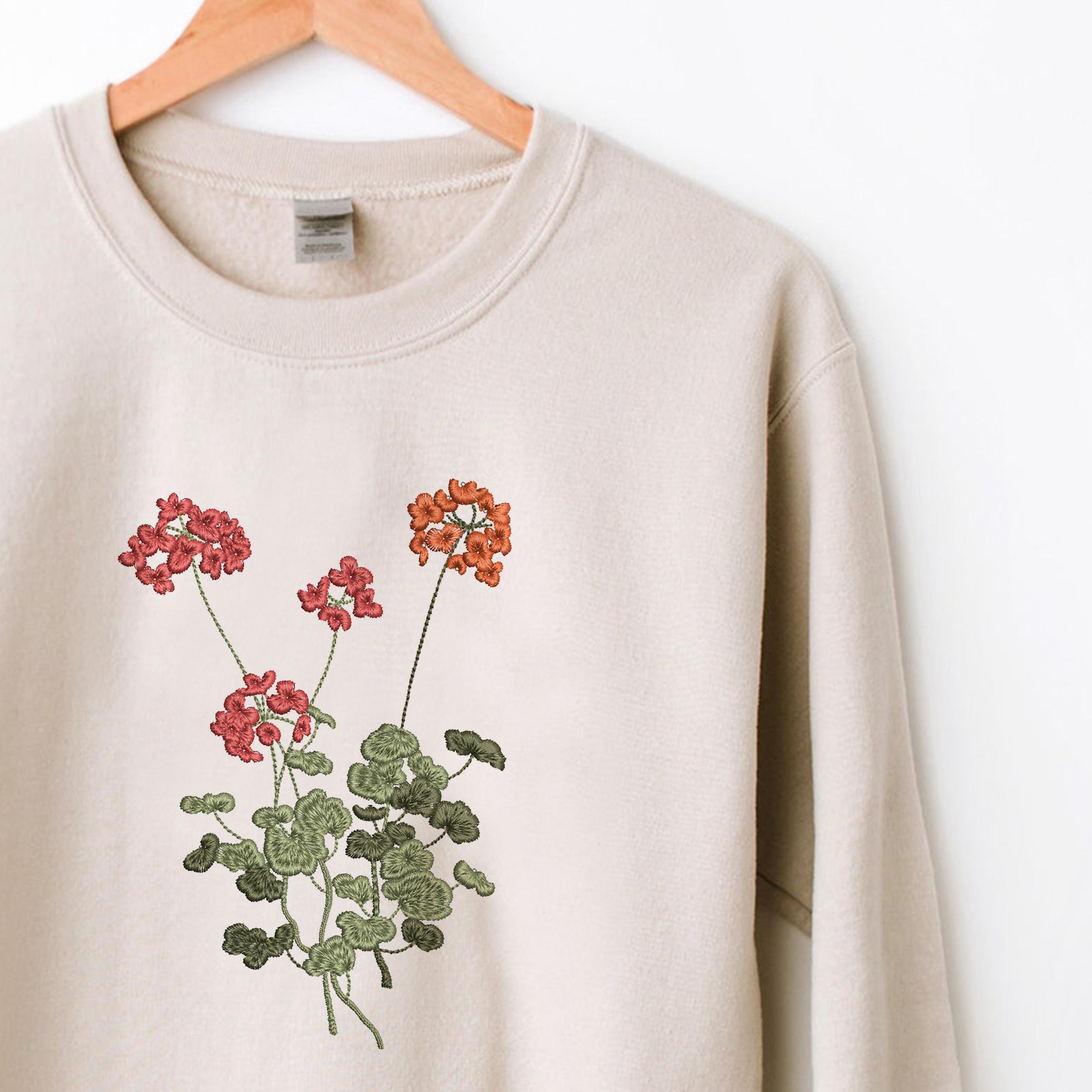 Geranium Flower Machine Embroidery Design, Pattern Instant Download Zip ...
