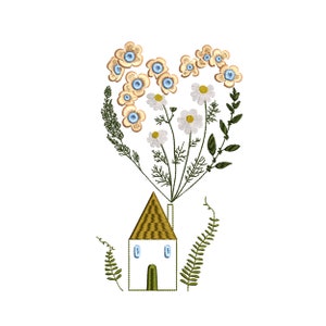 Home where Heart is Machine Embroidery Wildflower Meadow Flower Botanical Grass Garden Muster Instant Download Zip - JEDE GRÖßE