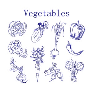 Gemüse Maschinenstickerei, Floral Botanischer Garten Bauernhof Muster, Maschinenstickerei Muster, Instant Download Zip - 5 Größen