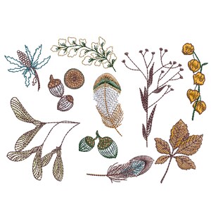 Delicate Autumn Botanicals Machine Embroidery Design Set, Flower  Pattern Instant Download Zip - 5 sizes