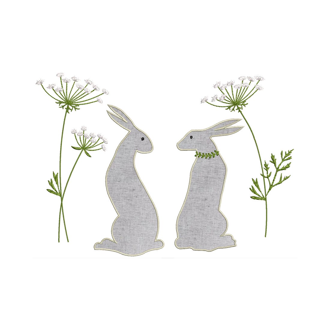Easter Bunny Rabbit Applique Machine Embroidery Design Pattern Instant ...