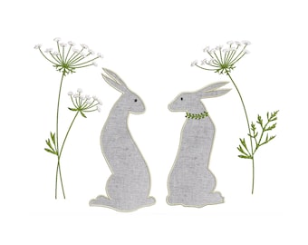 Easter Bunny Rabbit Applique Machine Embroidery Design Pattern Instant Download Zip -4 Sizes