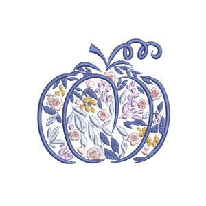 Thanksgiving Flower Pumpkin No. 2 Machine Embroidery Design, Boho Autumn Pattern Instant Download Zip - 7 sizes
