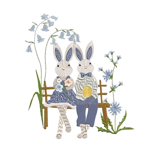 Easter Chinoiserie Bunny Machine Embroidery Design, Digital Embroidery Pattern (Instant Download) 6 sizes