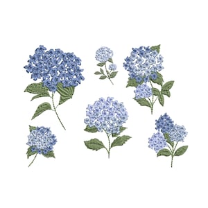 Paquete de bordado a máquina de mini hortensias, patrón de descarga instantánea en archivo ZIP - 9 tamaños
