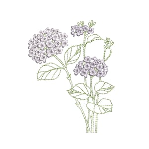 Hortensie Blume Maschinenstickerei Blumen Botanischer Garten Muster Instant Download Zip - 8 Größen
