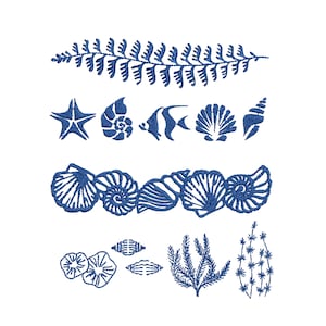 4 Coastal Sea Shell Borders Machine Embroidery Design Nautical Marine Ocean Pattern Instant Download ZIP- any size