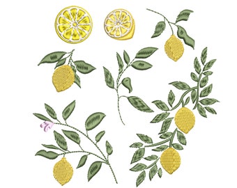 Positive Lemons Machine Embroidery Design, Floral Botanical Garden Lemon Pattern Instant Download Zip - 4 sizes