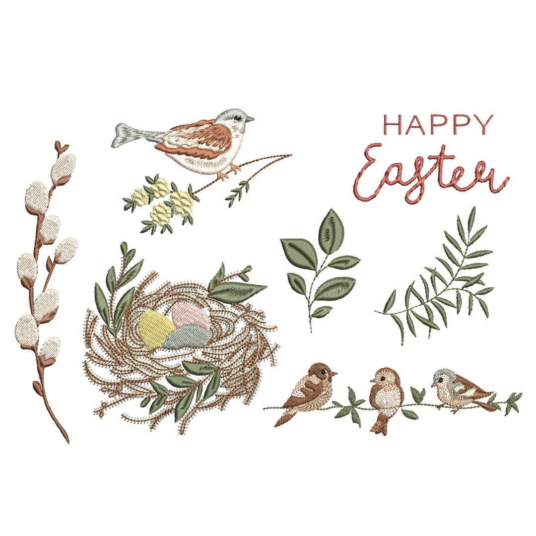 Easter Spring Bird Machine Embroidery Design Bundle, Flower Floral ...