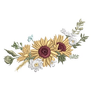 Sonnenblume Ernte Maschinenstickerei Floral Botanischer Garten AstMuster Instant Download Zip - 6 Größen