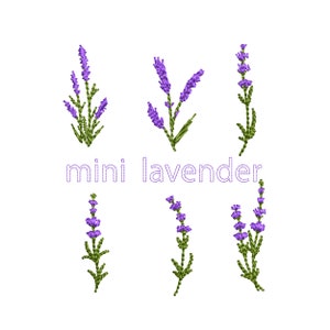 Mini Lavendel Set Maschinenstickerei Blume Floral Botanische Grenze Garten Muster Instant Download Zip - 4 Größen