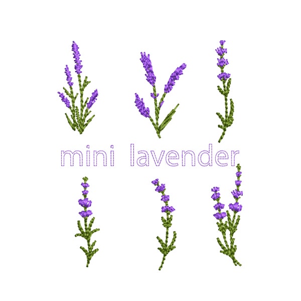 Mini Lavendel Set Maschinenstickerei Blumen Blumen Botanische Grenze Garten Muster Sofort Download Zip - JEDE GRÖßE