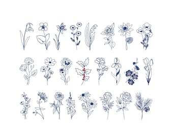 Birth Flower Machine Embroidery Designs - 6 Sizes (Instant Download Zip File)