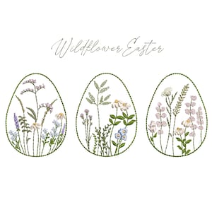 3 Easter Wildflower Egg Machine Embroidery Designs, Spring Flower Eggs ...