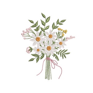 Motif de broderie Machine bouquet de fleurs sauvages, motif botanique fleurs des prés de Pâques, téléchargement immédiat Zip - 7 tailles
