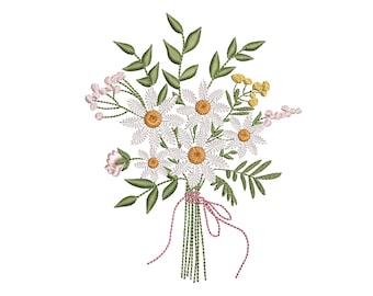 Wildflower Bouquet Machine Embroidery Design, Easter Floral Meadow Flower Botanical Pattern Instant Download Zip - 7 sizes