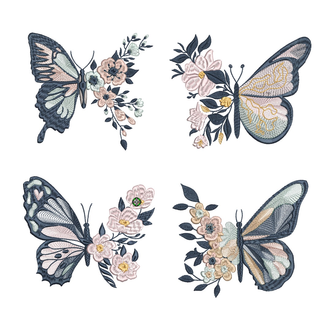 Flower Butterfly Machine Embroidery Design Bundle, Easter Floral ...