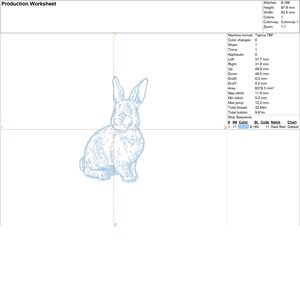Coniglio per ricamo a macchina Cineserie Lepre blu e bianca Modello coniglietto pasquale primaverile Download istantaneo Zip 8 dimensioni immagine 9