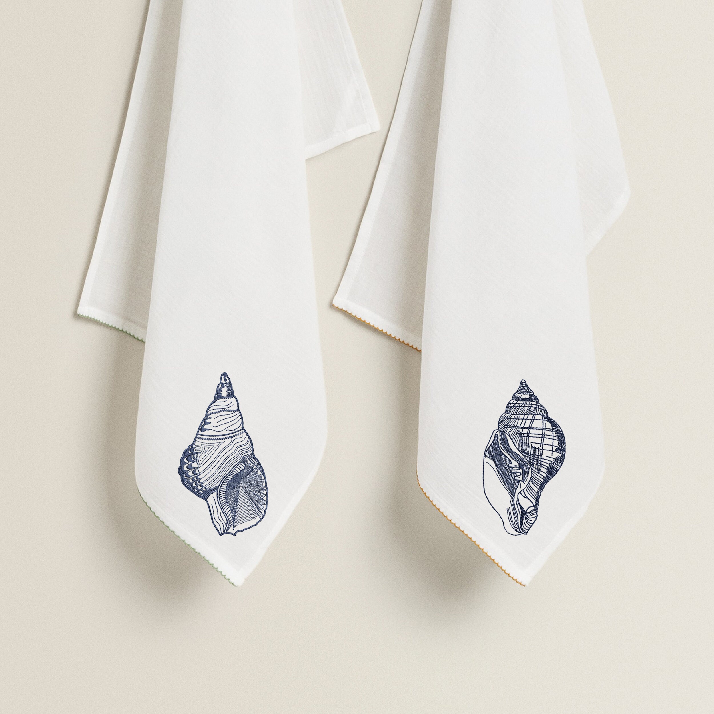 Sea Shell Machine Embroidery Chinoiserie Blue Seashells - Etsy