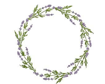 Lavender Flower Wreath Machine Embroidery Wedding Floral Botanical Love Garden Frame Design Instant Download Zip - 6 sizes