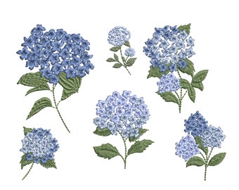 Mini Tiny Hydrangea Machine Embroidery Flower Bundle, Small Floral Botanical Border Pattern Instant Download Zip File - 9 sizes