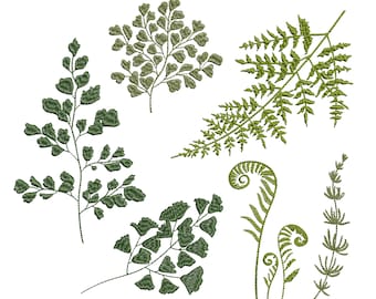 Summer Fern Machine Embroidery Floral Forest Ferns Flower Botanical Bohemian Easter Garden Pattern Instant Download Zip - 3 SIZES