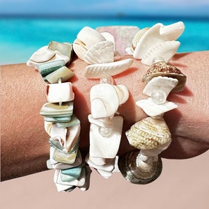 Muschel Armbänder, Perlenarmband, boho style, handgemachtes Surferarmband, Geschenk für Sie