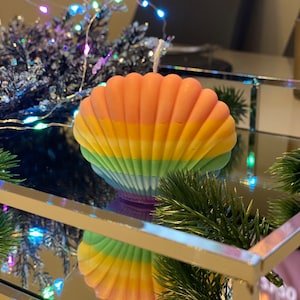Rainbow pillar candle
