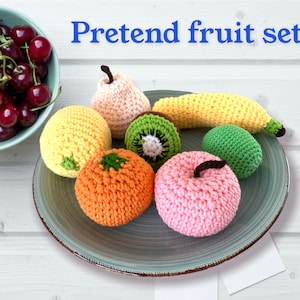 Handmade Crochet Play Food Set, Montessori Educational Gift, Cooking role-play toys, make-believe toys, pretend cooking set, creative play
