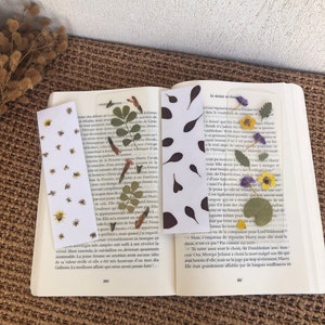 Double-sided or transparent bookmarks Herbarium of dried flowers Handmade gift idea Reader