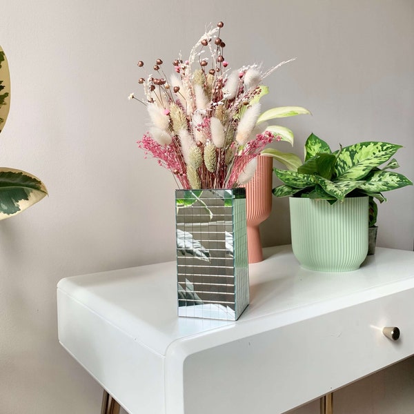 Vase Disco en Mosaïque Miroir pour Fleurs - Design Unique 3D