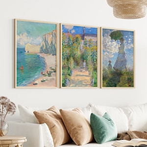 Claude Monet Set of 3 | Monet Landscape Painting | Impressionist Art Print | Vintage Art Print | Printable Wall Art Set | Digital Download