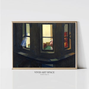 Fenêtres de nuit Edward Hopper | Tableau réaliste américain moderne | Affiche de Moody Night | Impression pour fenêtre | Art mural imprimable | Téléchargement numérique