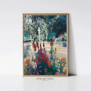 Woman Seated in Garden | Flowering Garden Painting Print | Vintage Art Print | Victorian Wall Art | Printable Wall Art | Digital Download