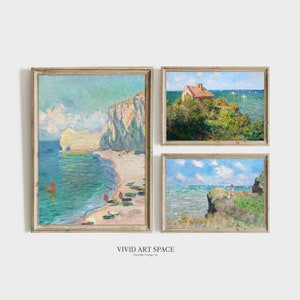 Claude Monet Set of 3 | Monet Landscape Painting | Impressionist Art Print | Coastal Art Print | Printable Wall Art Set | Digital Download