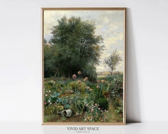 Austrian Cottage Garden | Flowering Garden Painting Print | Vintage Art Print | Cottage Wall Art | Printable Wall Art | Digital Download