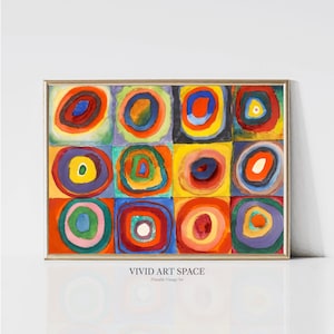 Squares with Concentric Circles by Kandinsky | Minimalist Abstract Painting | Geometry Art Print | Printable Wall Art | Digital Download