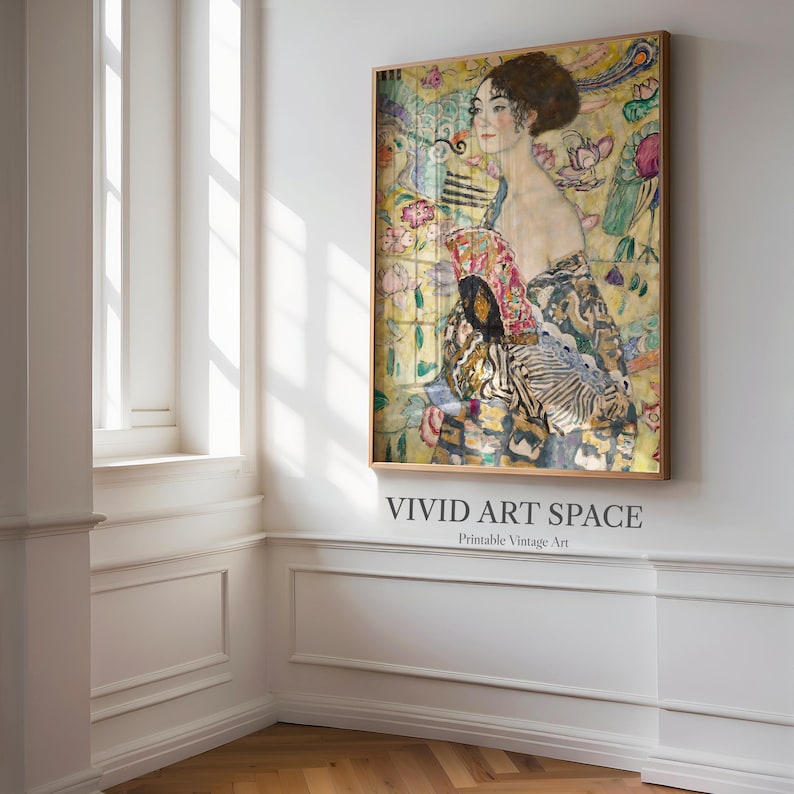 Gustav Klimt Painting Print - Lady With a Fan | Canvas Print | Giclée ...