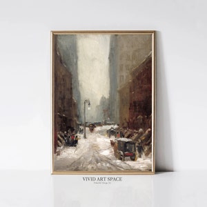 Snow in New York by Robert Henri | Vintage Cityscape Painting | Moody Winter Wall Art | City Poster | Printable Wall Art | Digital Download