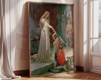 The Accolade by Edmund Leighton | Canvas Print | Giclée Print | Fine Art Print | Large Wall Art Print | Pre-Raphaelite Painting Print